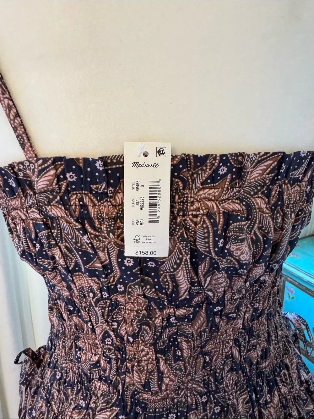 NWT Madewell Smocked Bubble-Hem Midi Dress in Paisley – Size 0